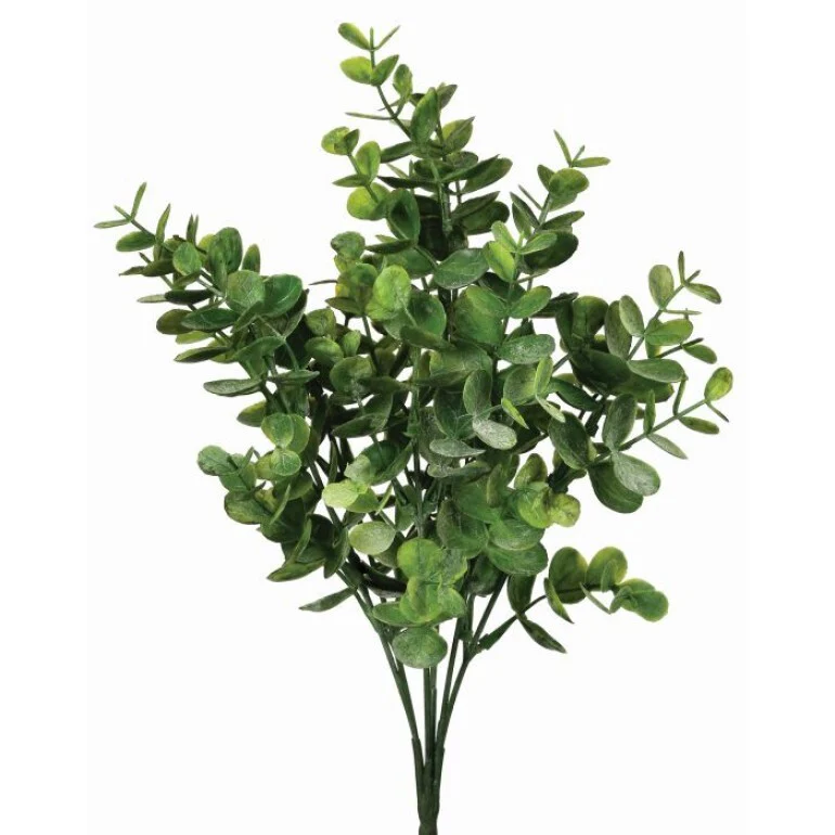 Plastic Eucalyptus Bush X7 13” - Frosted Green