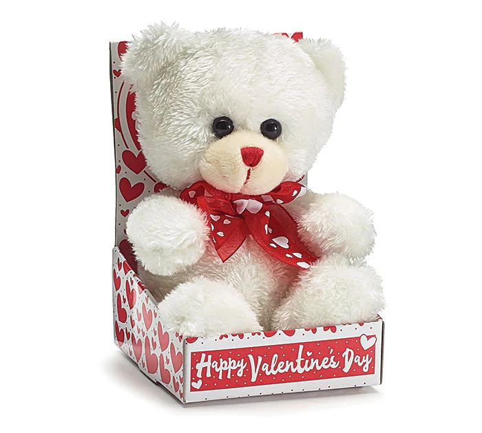 Plush White/Red Bears in Display Box