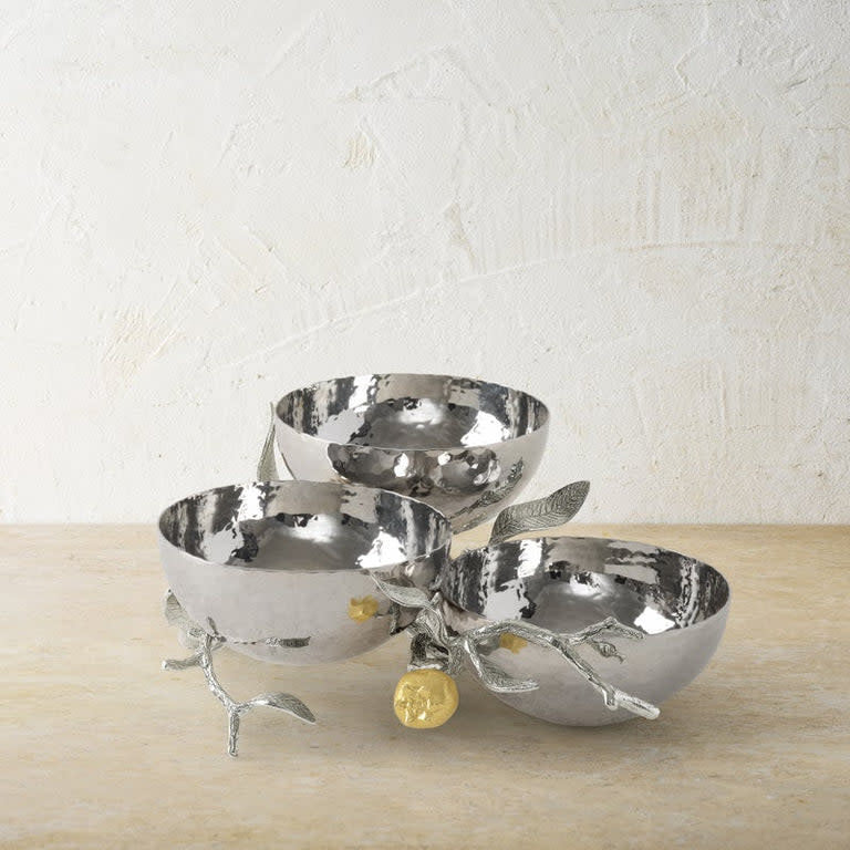 Pomegranate Silver & Gold Triple Bowl - Image 2