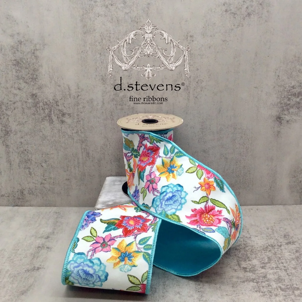 Poplin Mix Colorful Floral, Pink Blue Yellow White Ribbon