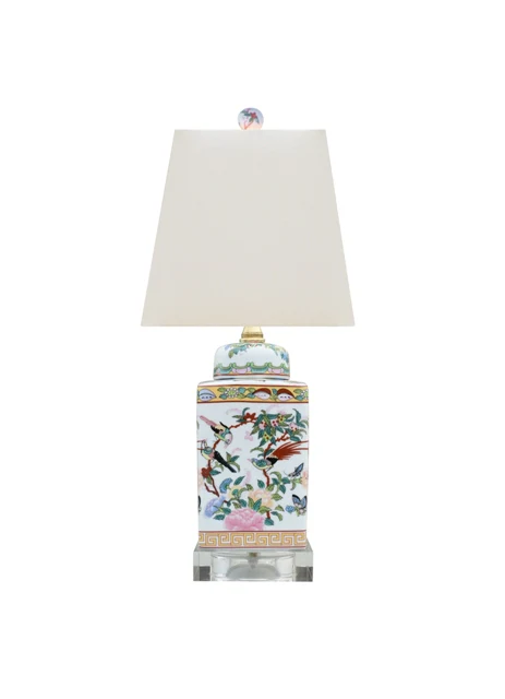 Porcelain Rose Canton Tea Jar Lamp