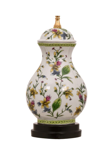 Porcelain Tulip Floral Scallops Jar Lamp - Image 2