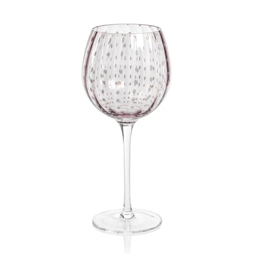 Portofino White Dot Wine Glass - Purple