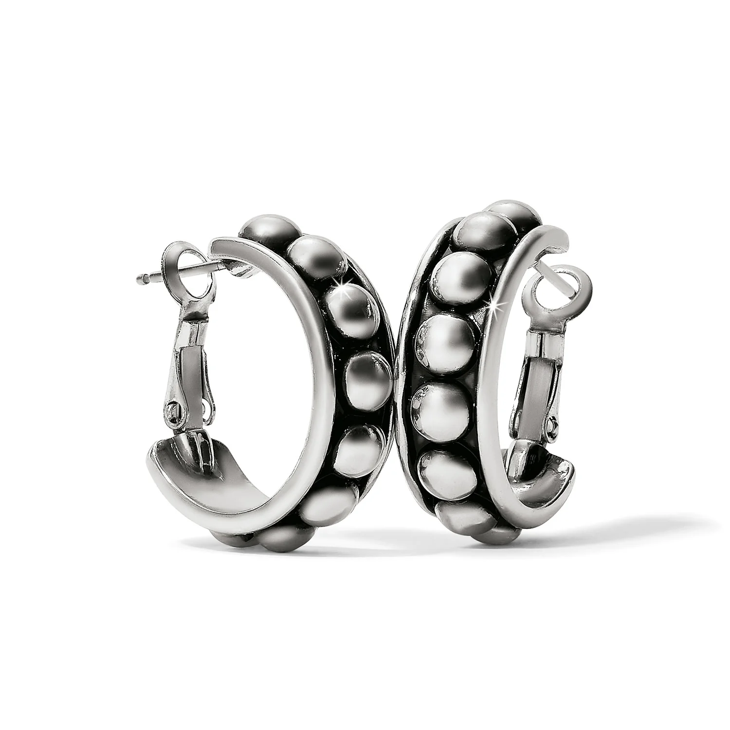 Pretty Tough Stud Medium Leverback Hoop Earrings - Image 2