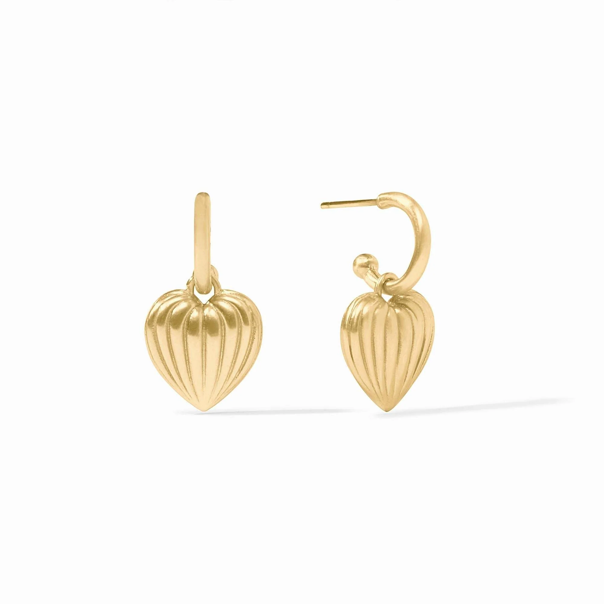 Puffy Heart Hoop & Charm Earring Gold