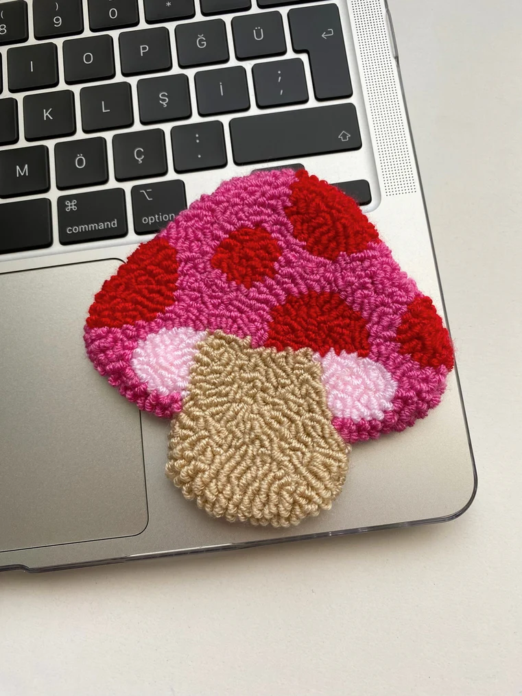 Punch Needle Coasters, Colorful Mushroom Coasters - Image 8