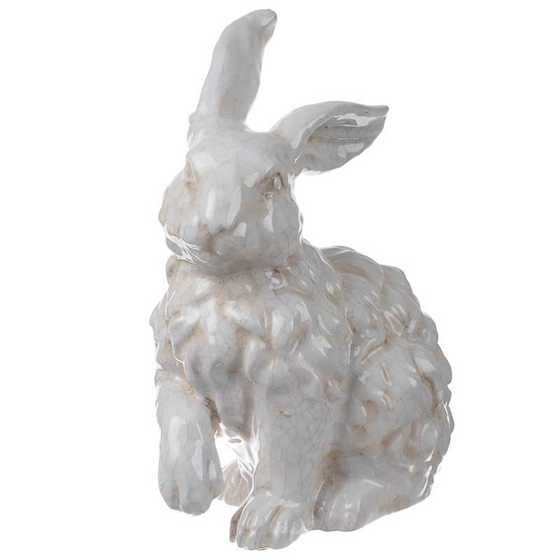 Rabbit Curley Hair Sitting With Right Ear and Right Paw Up