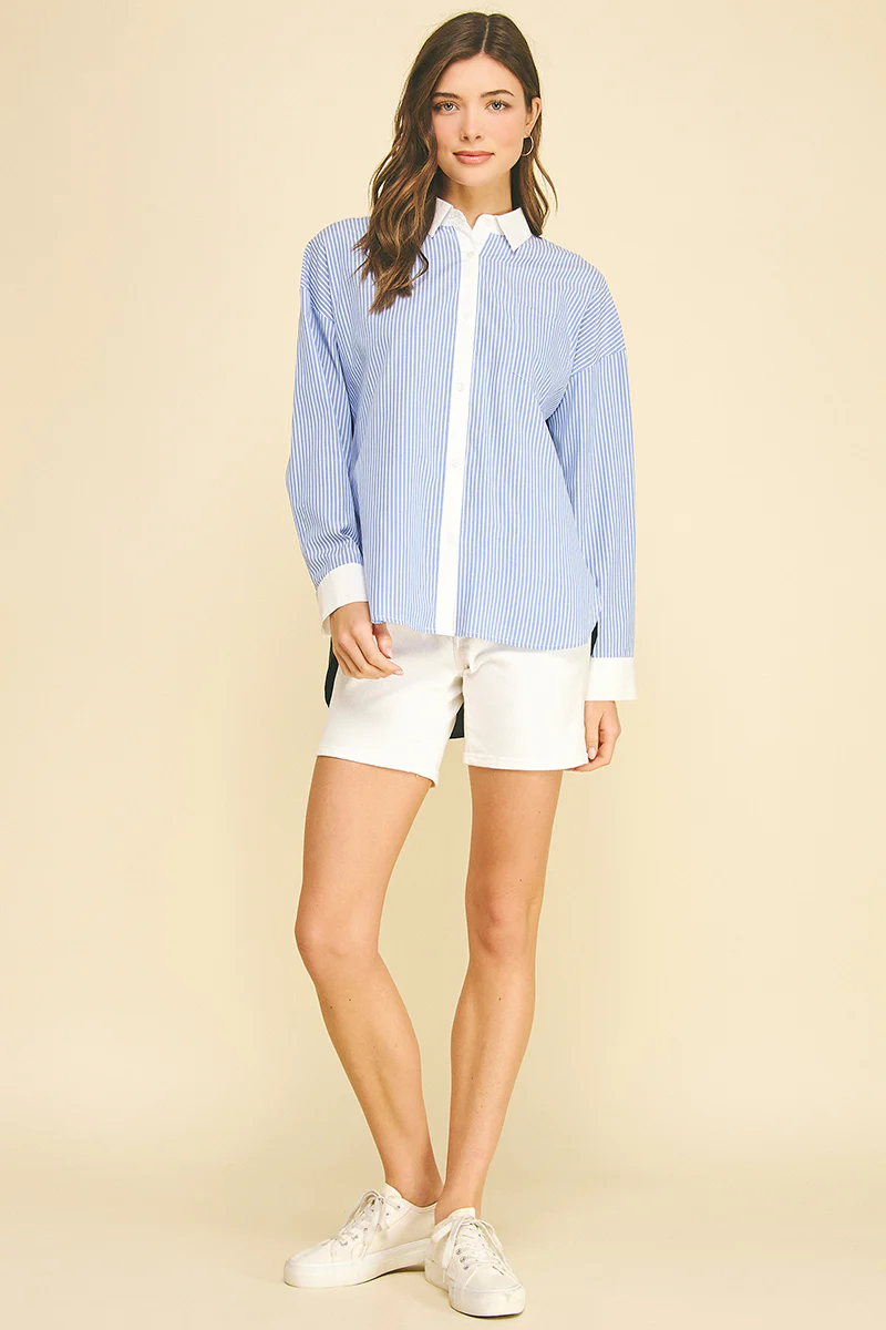 Rachel Contrast Striped Button Down Shirt - Image 6