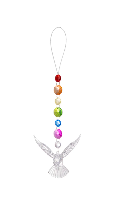 Rainbow Beaded Hummingbird Ornament - Image 2