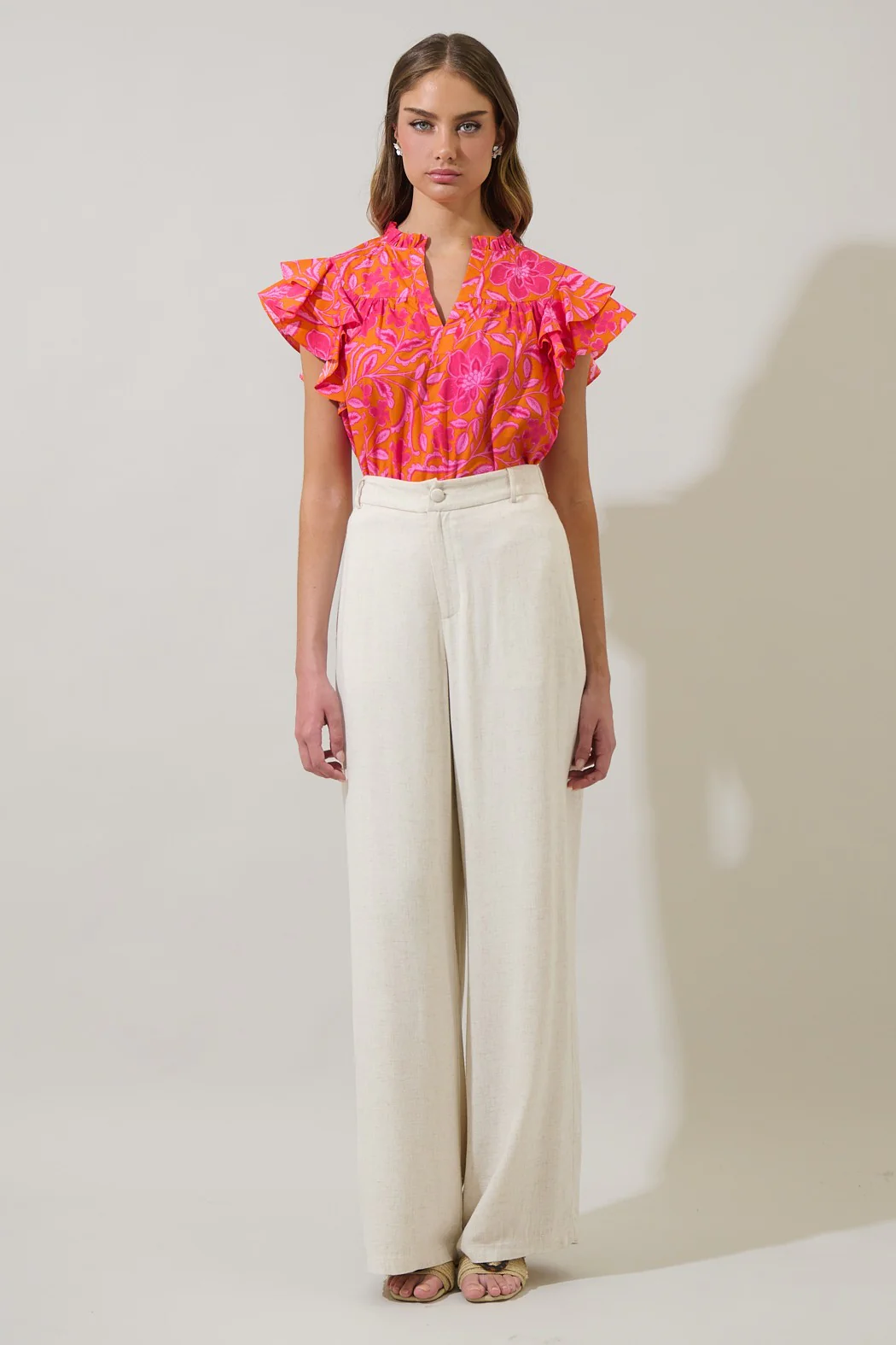 Rea Floral Emery Split Neck Top - Image 6
