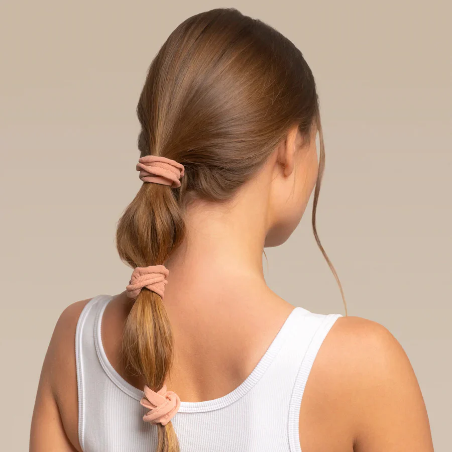 Recycled Fabric Petal Hair Elastics 10pc Set - Blush - Image 2
