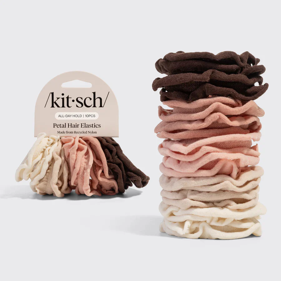 Recycled Fabric Petal Hair Elastics 10pc Set - Blush - Image 3