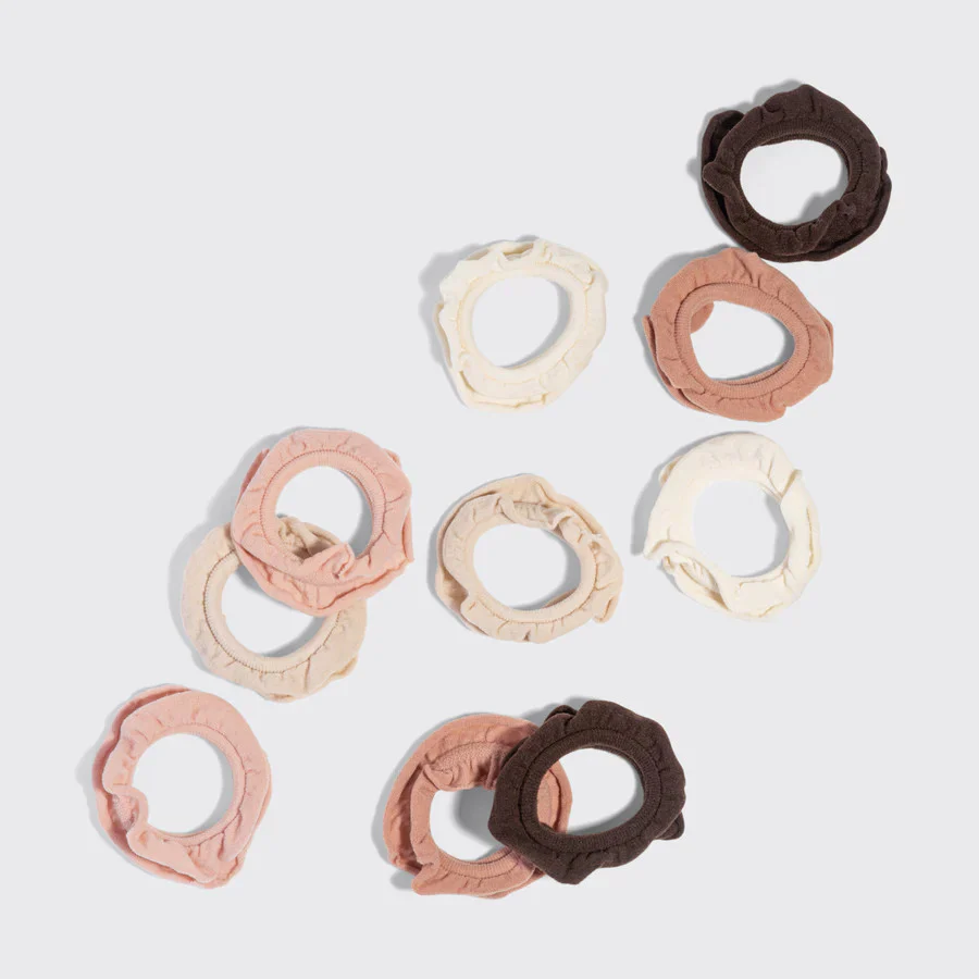 Recycled Fabric Petal Hair Elastics 10pc Set - Blush - Image 4