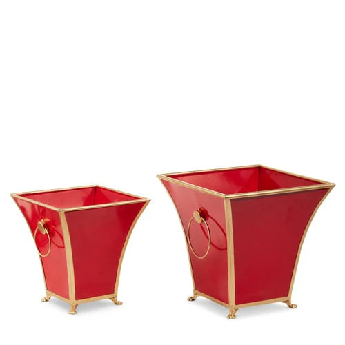 Red and Gold Cache Pot - Sold Individually