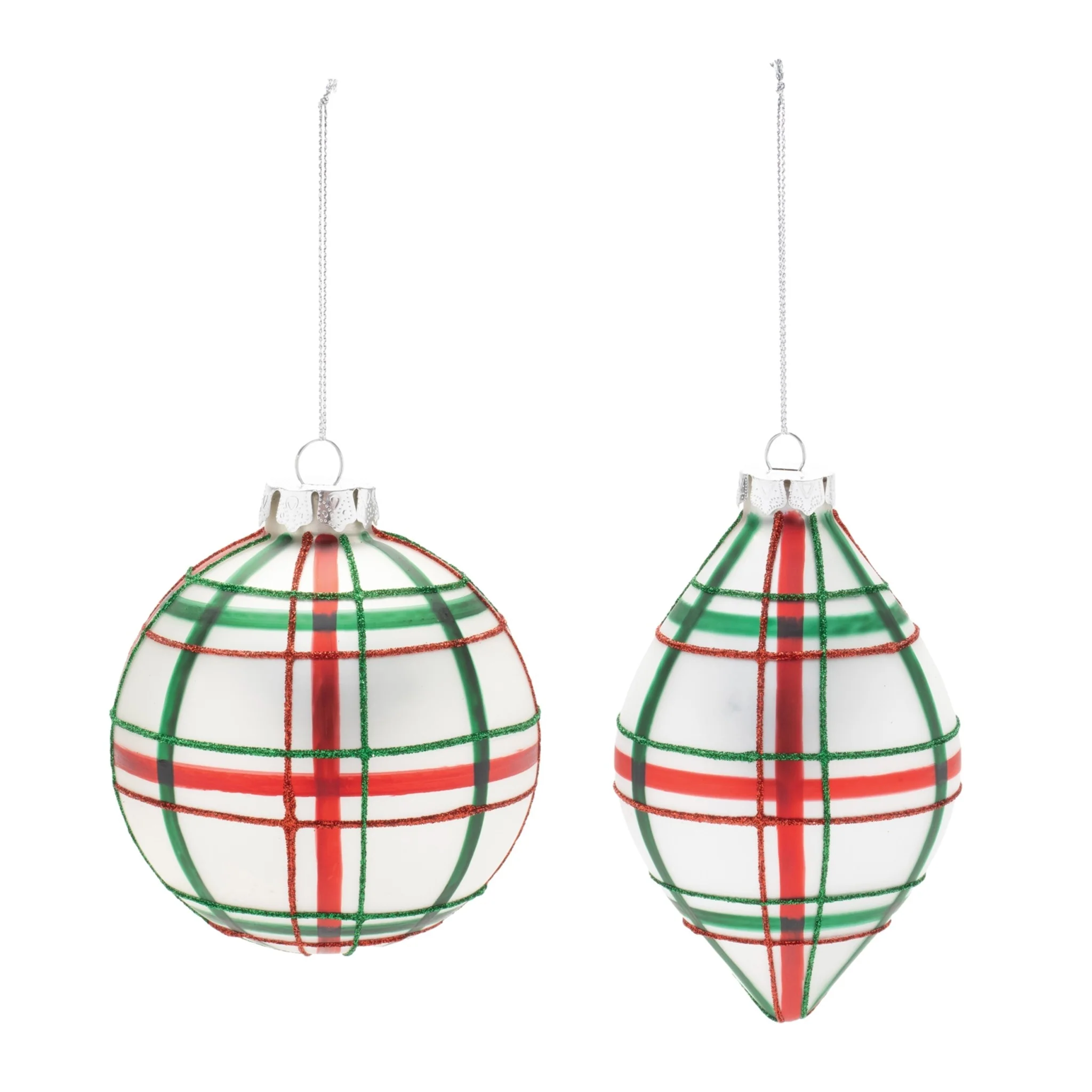 Red and Green Plaid Glass Ornament - Image 2