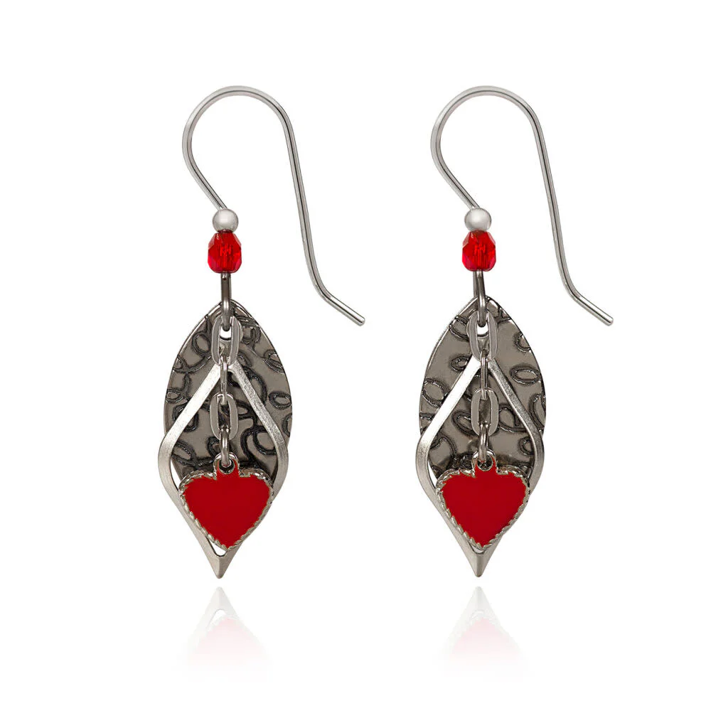 Red Heart on Football Earrings - Image 2