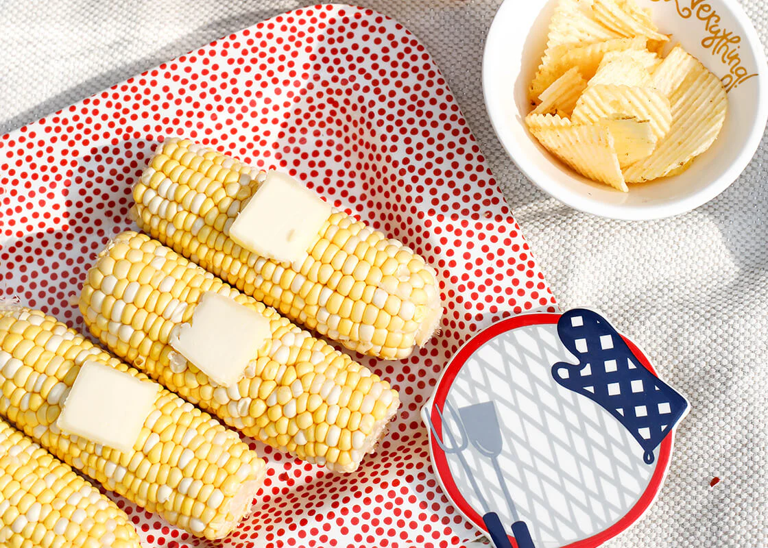 Red Small Dot Mini Entertaining Rectangle Platter - Image 2