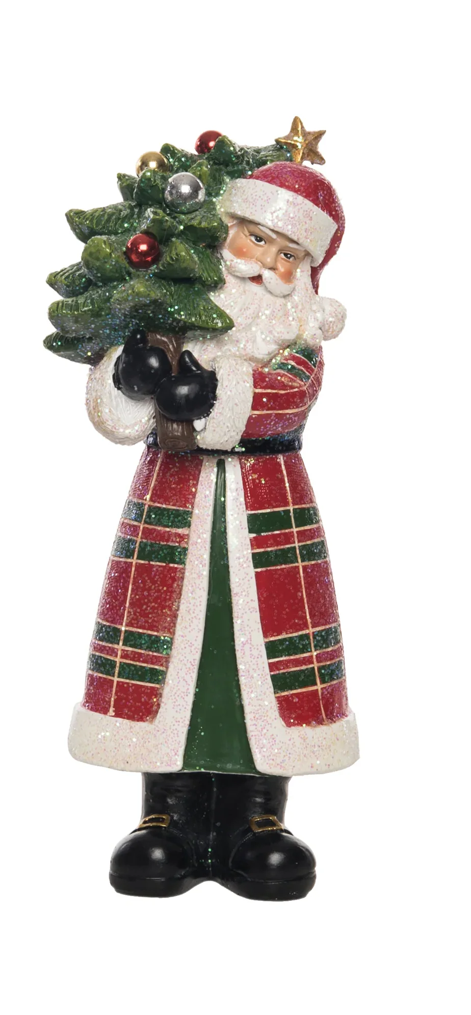 Res Elegant Plaid Santa Figurine - Sold Individually - Image 3