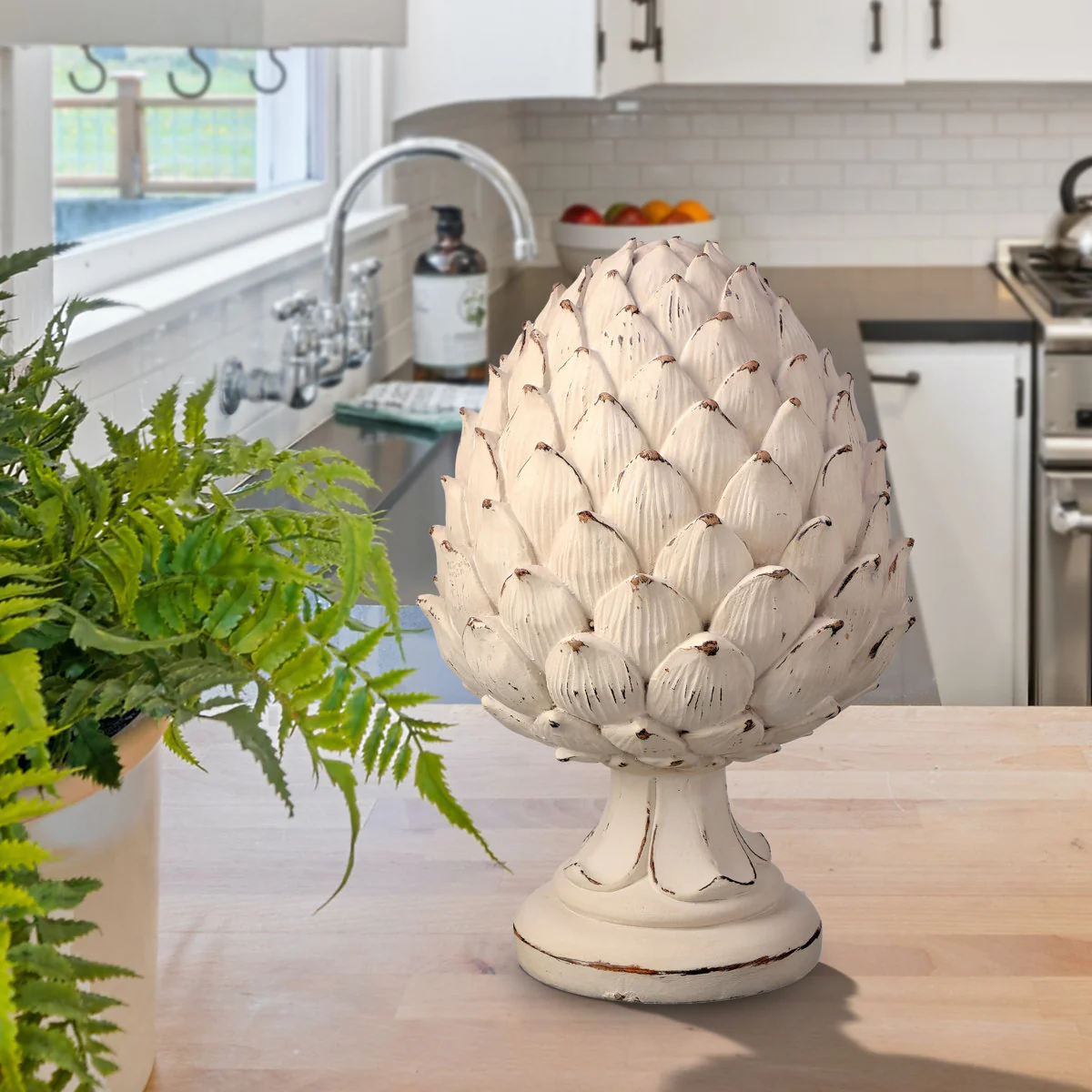 Resin Weathered Artichoke Pedestal
