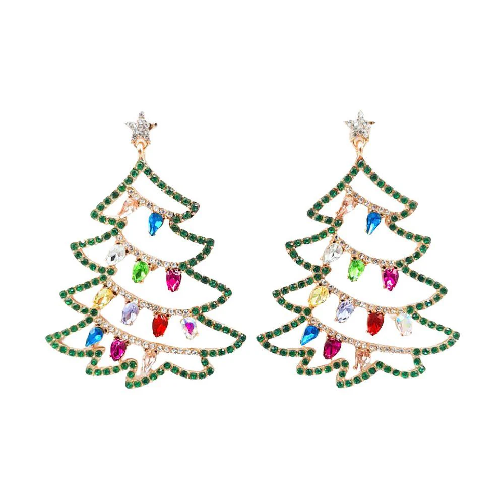 Rhinestone Christmas Tree Post Earring