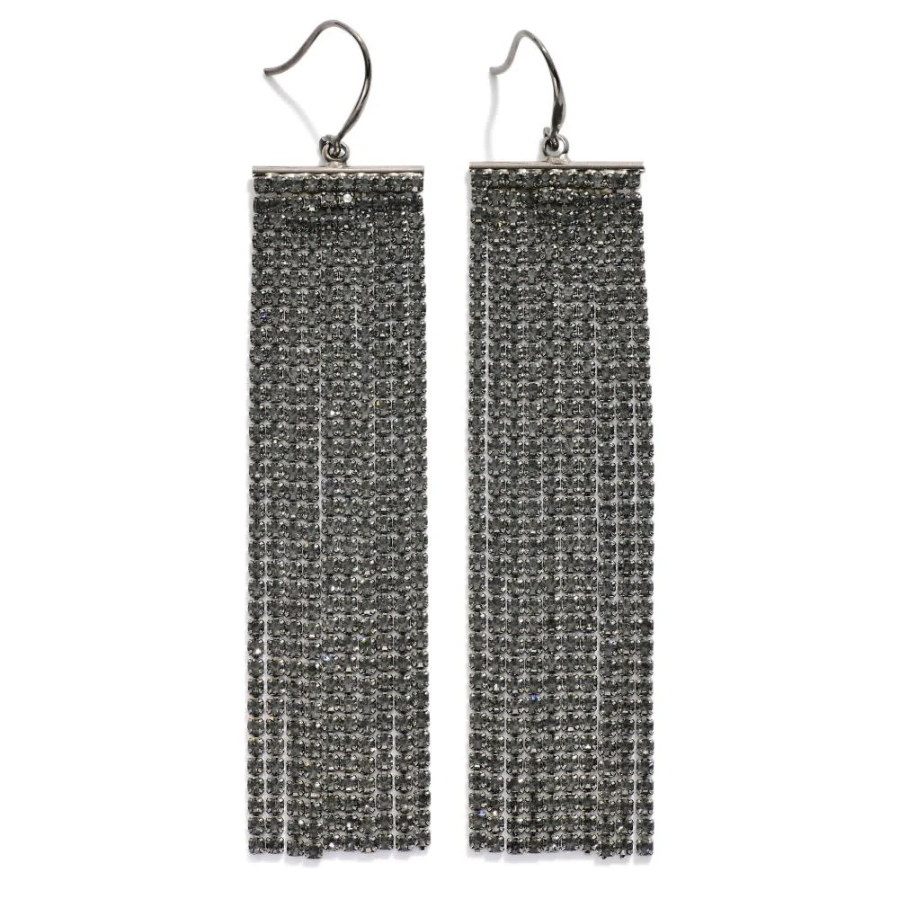 Rhinestone Fringe Drop Earrings - Image 3