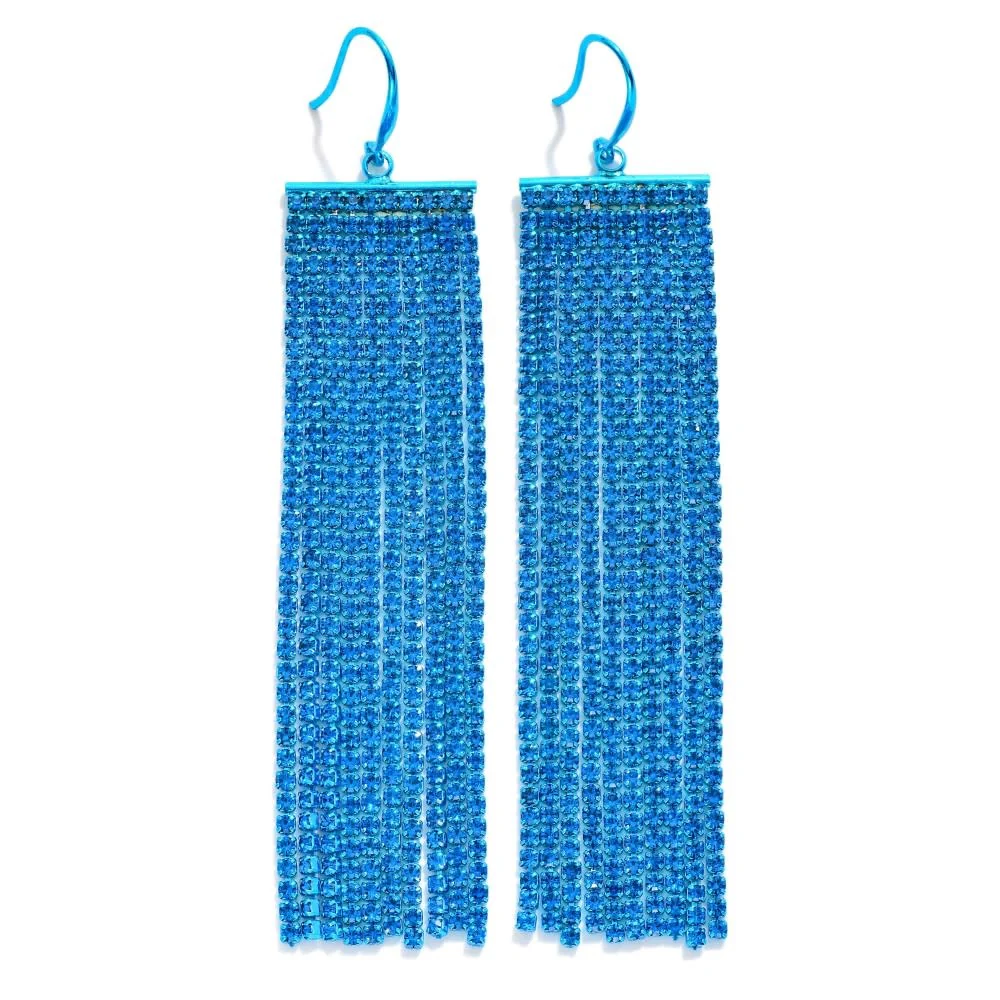 Rhinestone Fringe Drop Earrings - Image 5