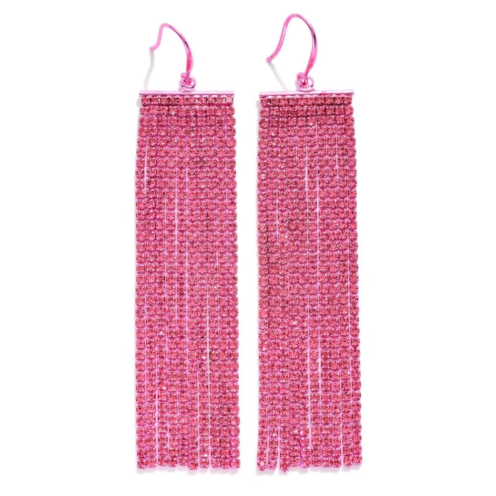 Rhinestone Fringe Drop Earrings - Image 6