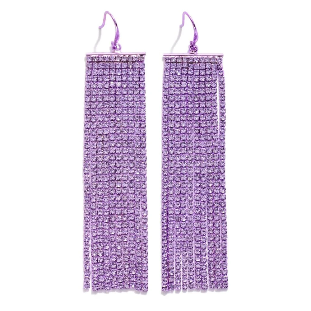 Rhinestone Fringe Drop Earrings - Image 7