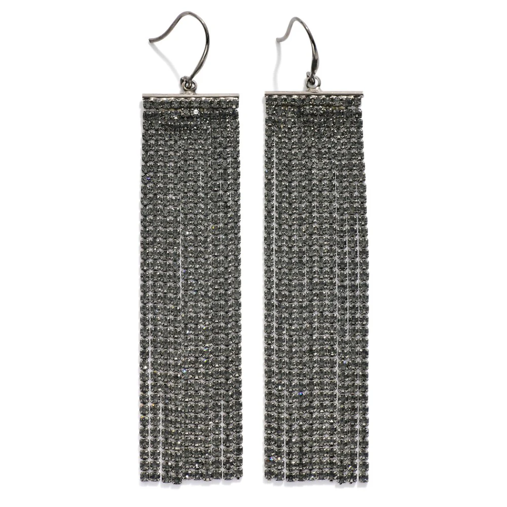 Rhinestone Fringe Drop Earrings - Image 9