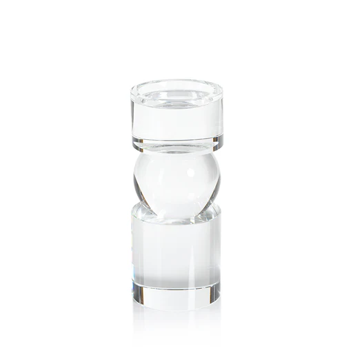 Rialto Clear Crystal Pillar Holder - Short