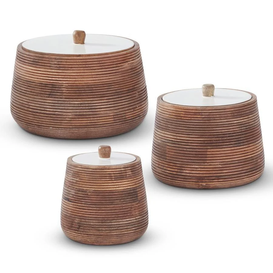 Ribbed Mango Wood Canisters