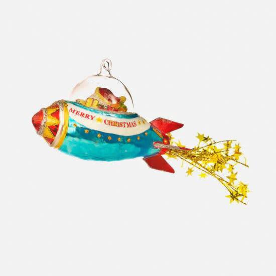 Rocket Santa Ornament