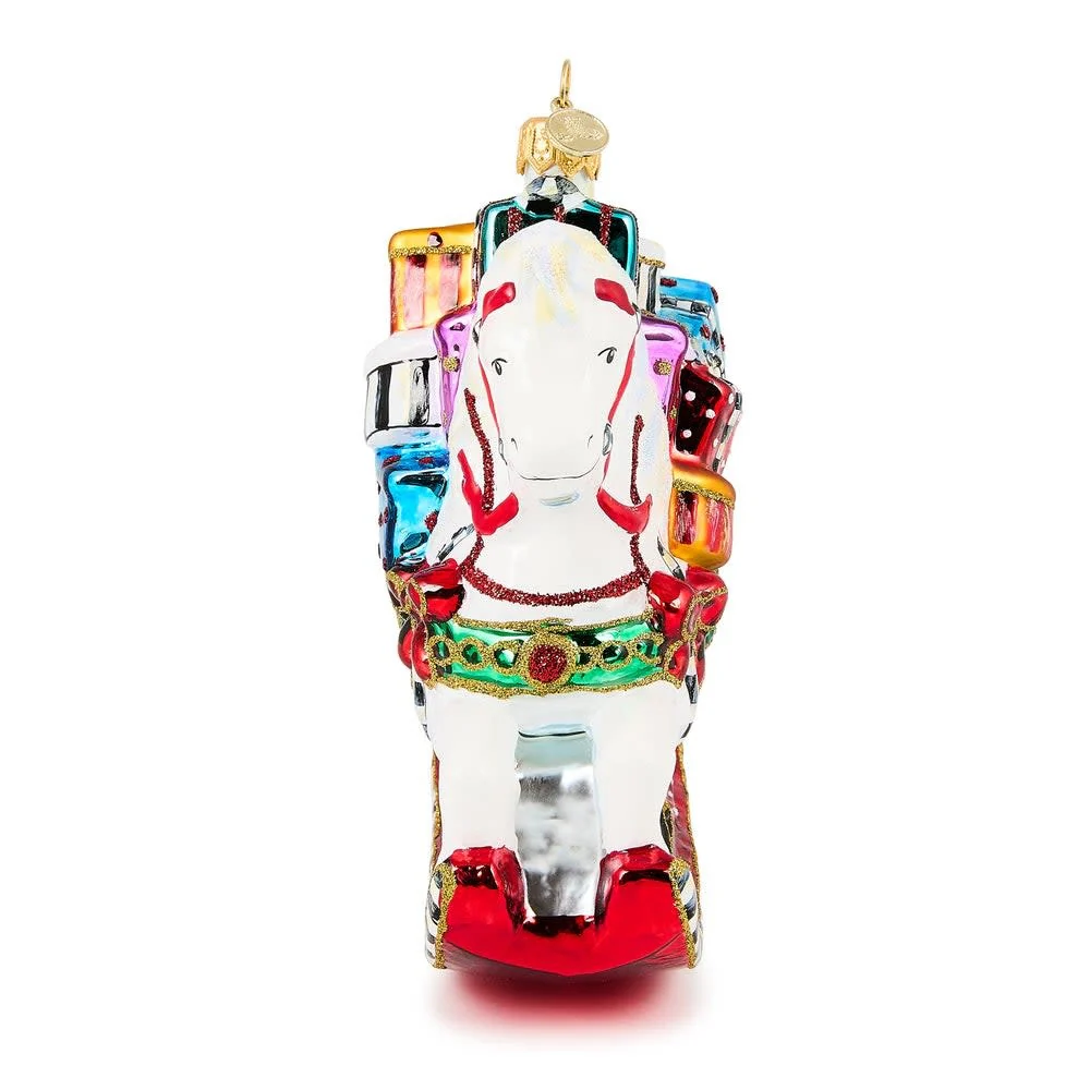 Rocking Horse with Gifts Glass Ornament - Image 4