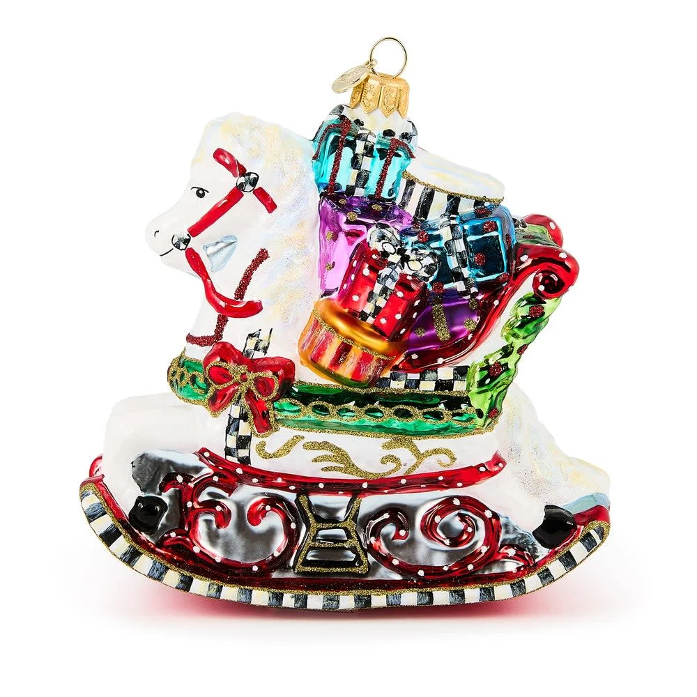 Rocking Horse with Gifts Glass Ornament - Image 6