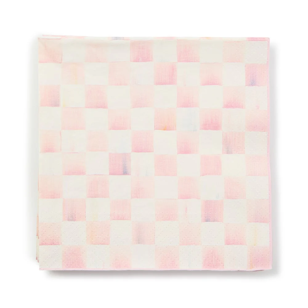 Rosy Check Dinner Paper Napkins - Image 3