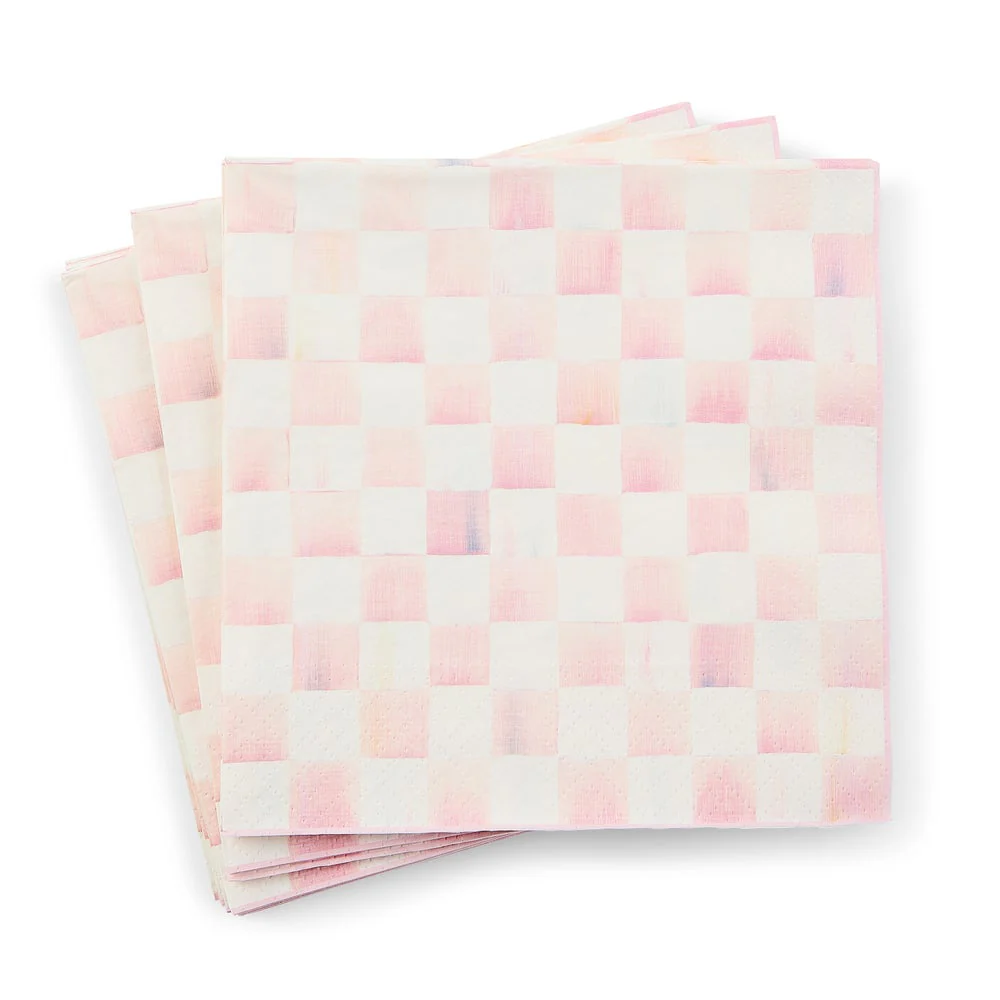 Rosy Check Dinner Paper Napkins - Image 4