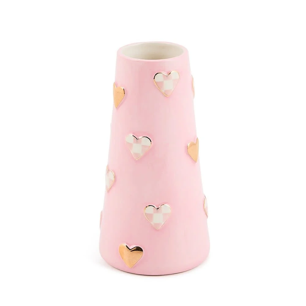 Rosy Check Tall Heart Vase