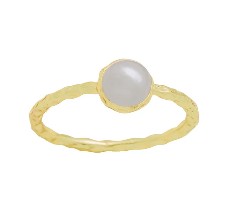 Round Pearl Gold Layers Ring - Image 4