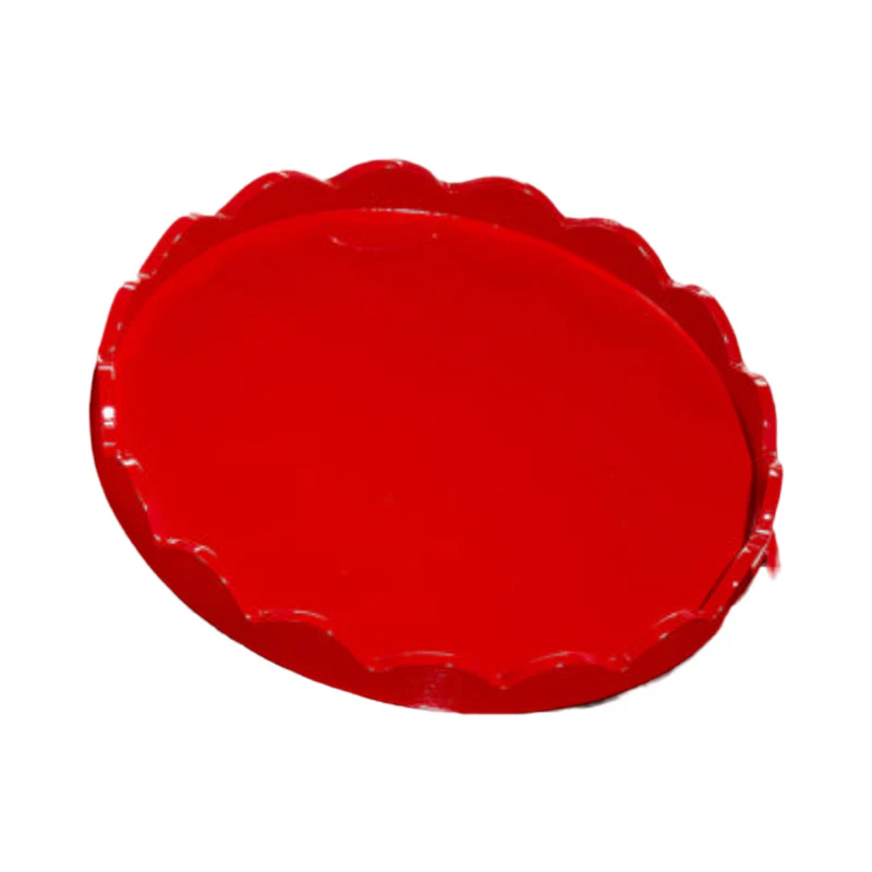 Round Red Scalloped Tray - Sold Individually - Image 4