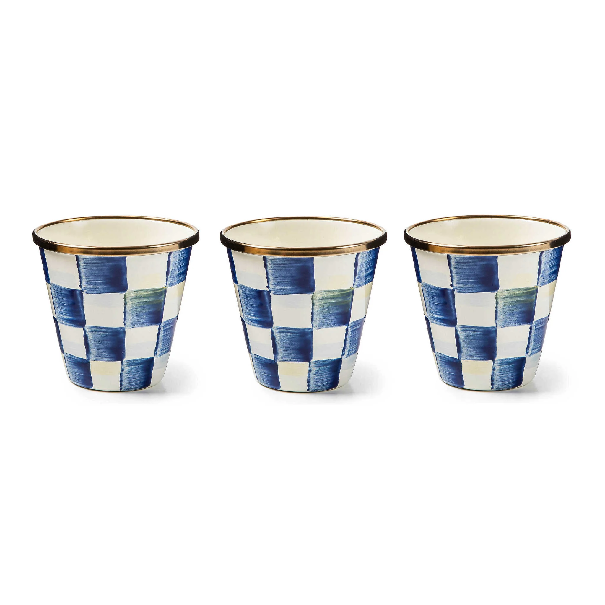 Royal Check Enamel Herb Pot  - Sold Individually - Image 2