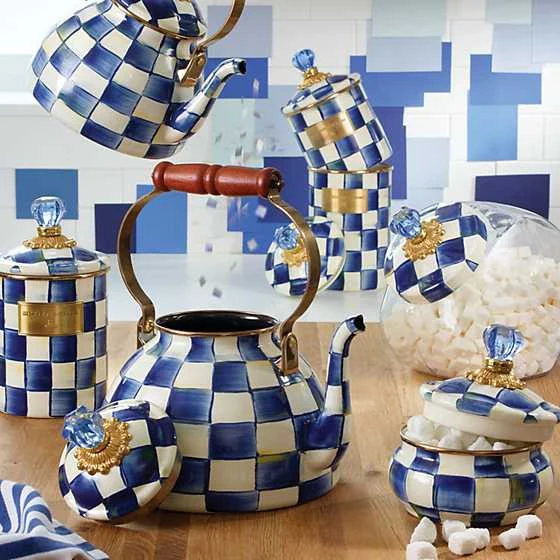 Royal Check Enamel Squashed Pot - Image 2