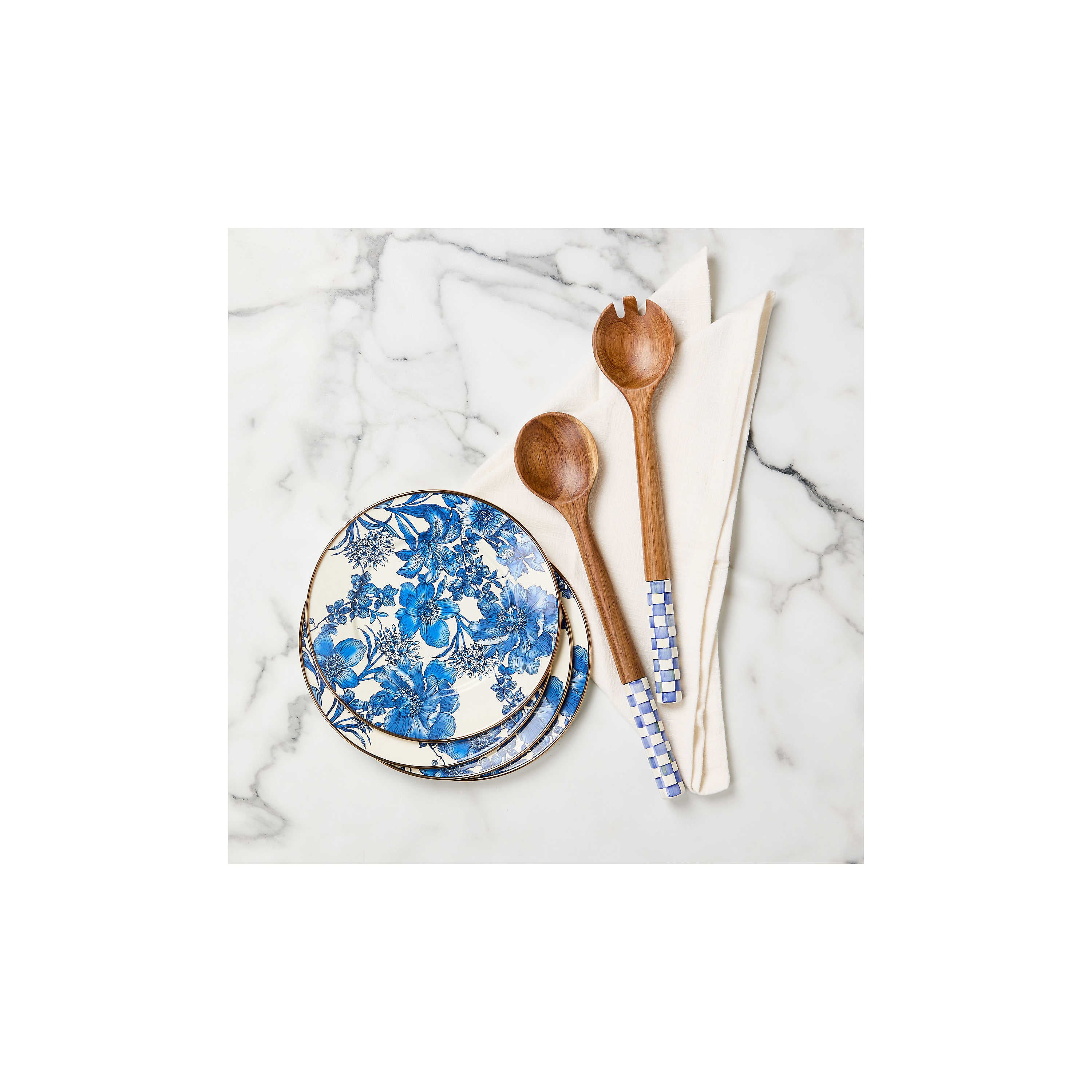 Royal Check Wood Salad Servers - Image 4