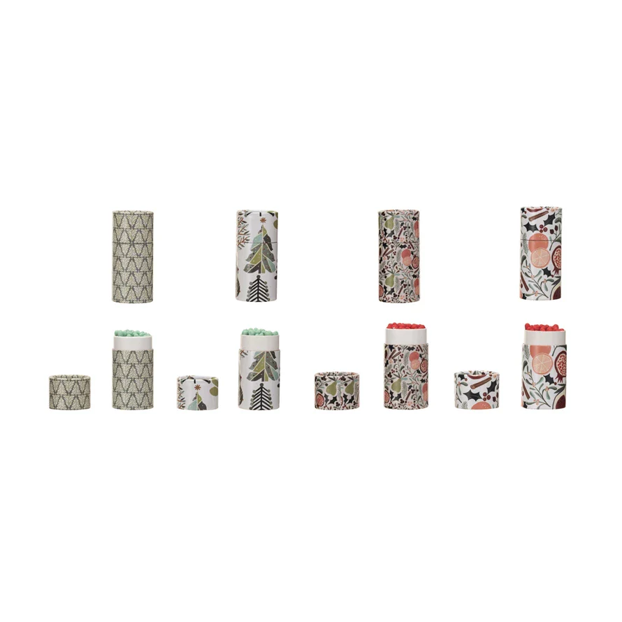 Safety Matches in Tube Matchbox With Seasonal Pattern