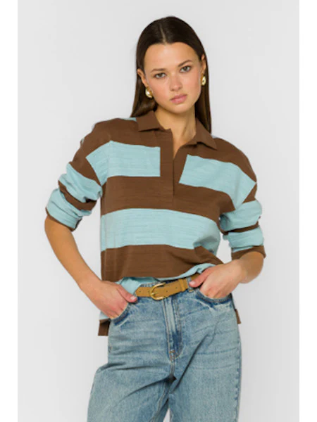 Sailor Long Sleeve Pop Over Rugby Polo Top - Image 3
