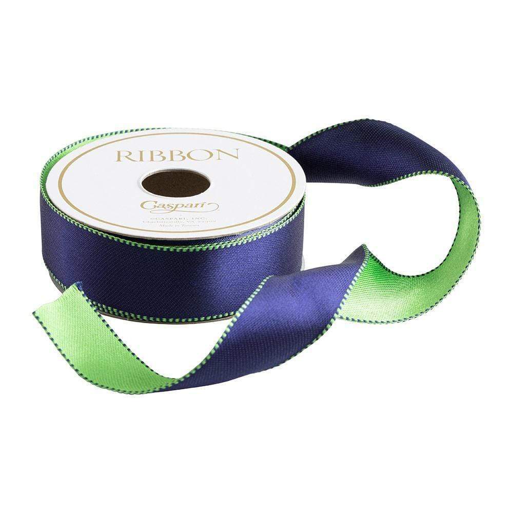 Satin Navy/Green Reversible Ribbon - Image 2