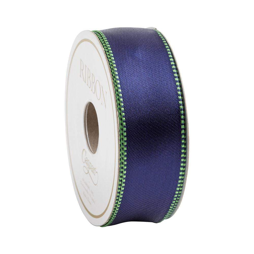 Satin Navy/Green Reversible Ribbon - Image 3
