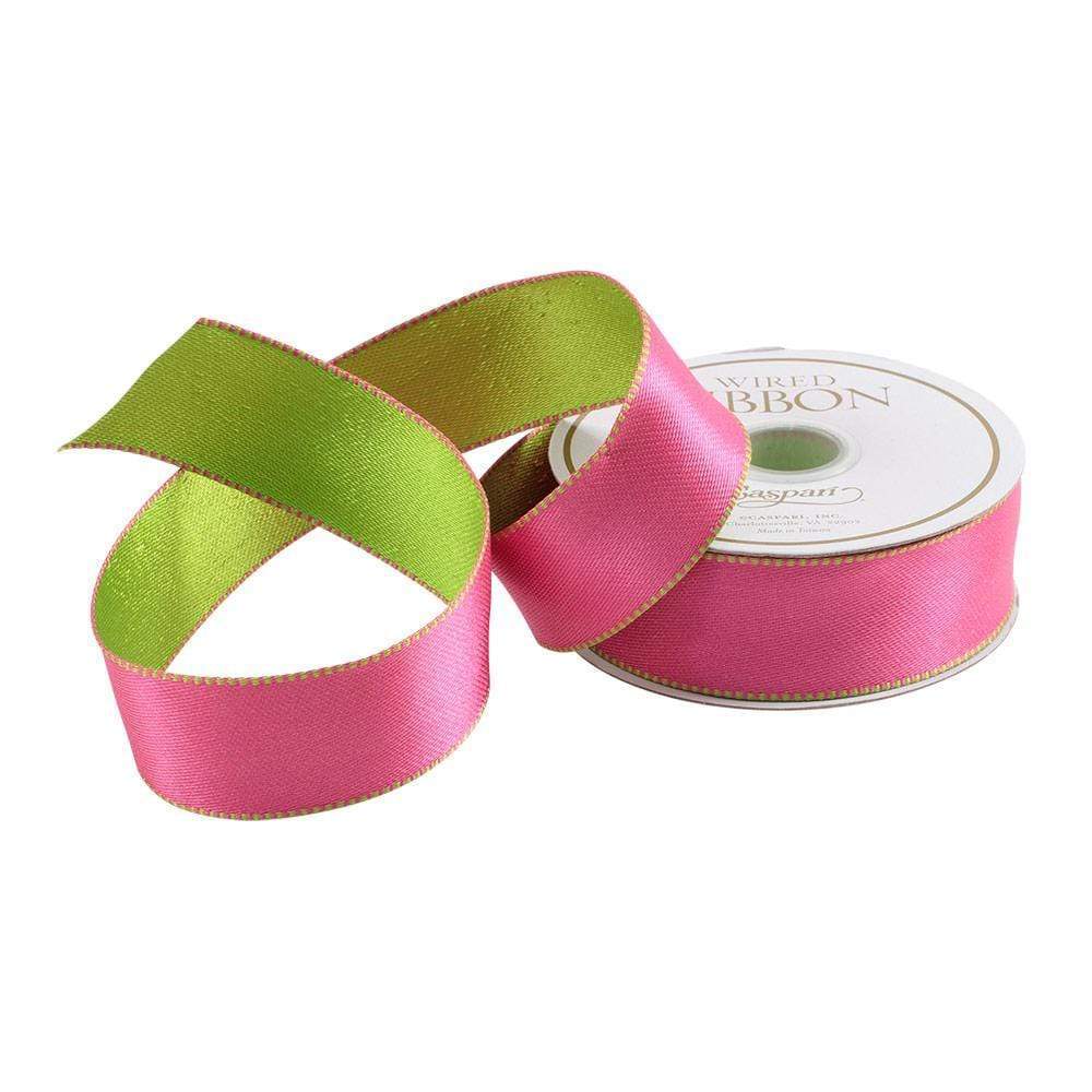 Satin Pink And Green Ribbon