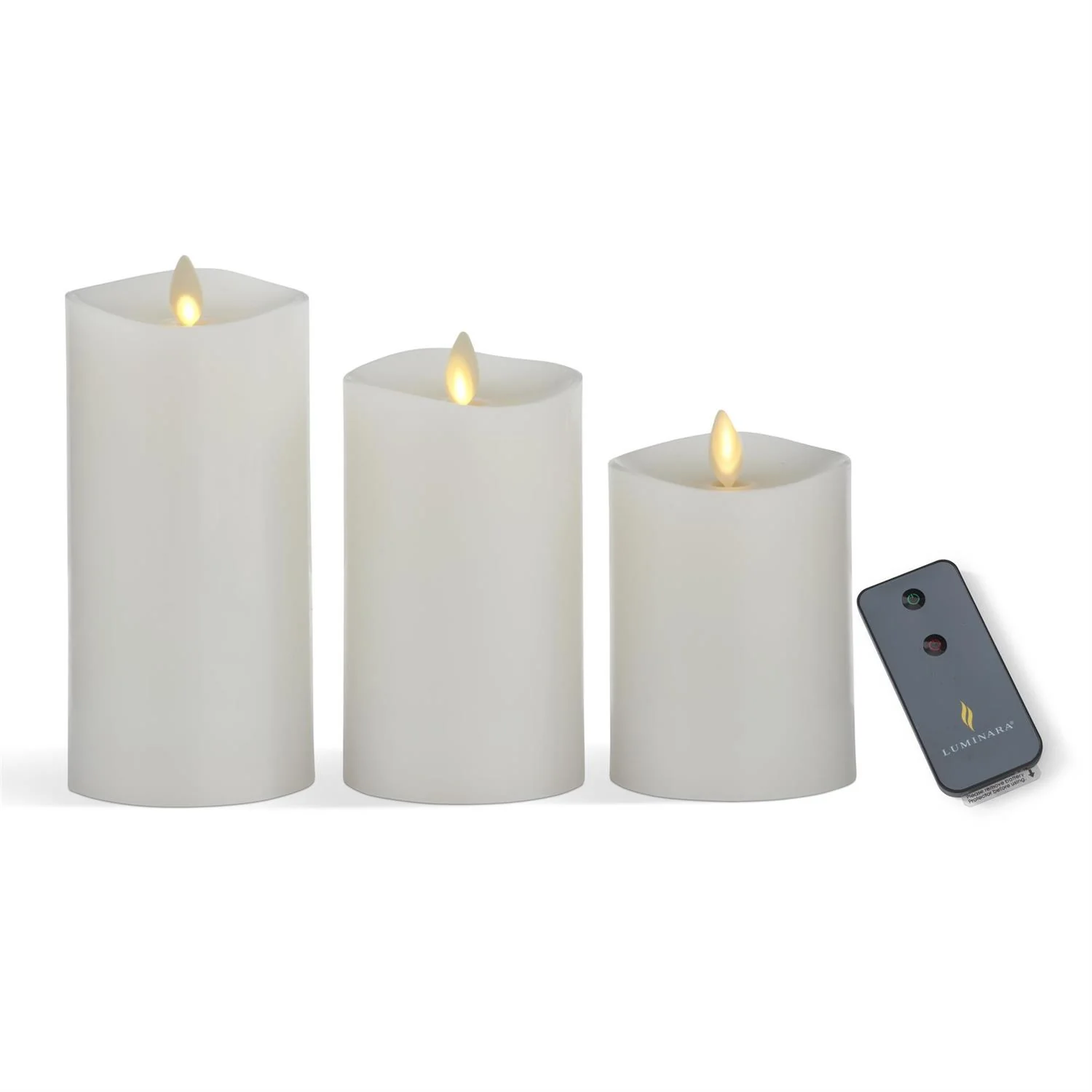 Set of 3 Wax Luminara Pillar Candles W/ remote - Image 2