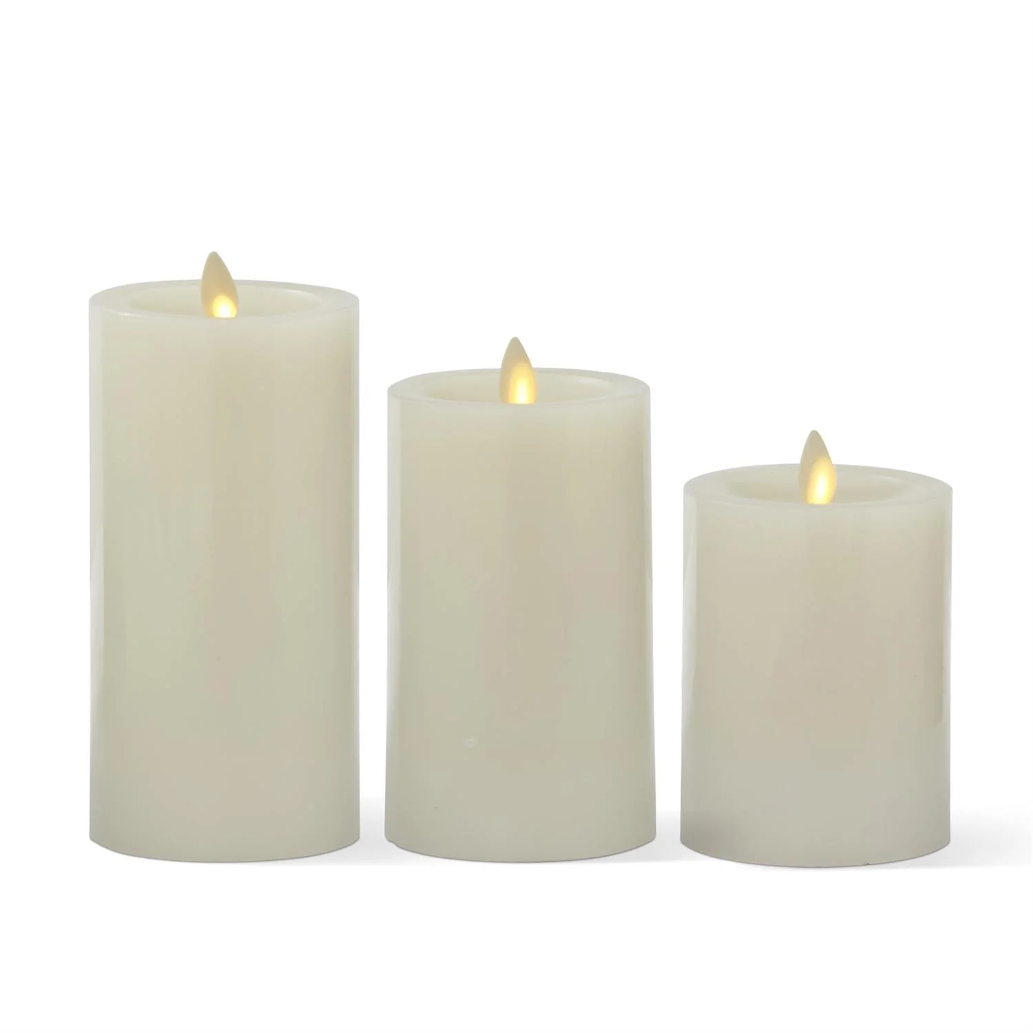 Set of 3 Wax Luminara Pillar Candles W/ remote - Image 3