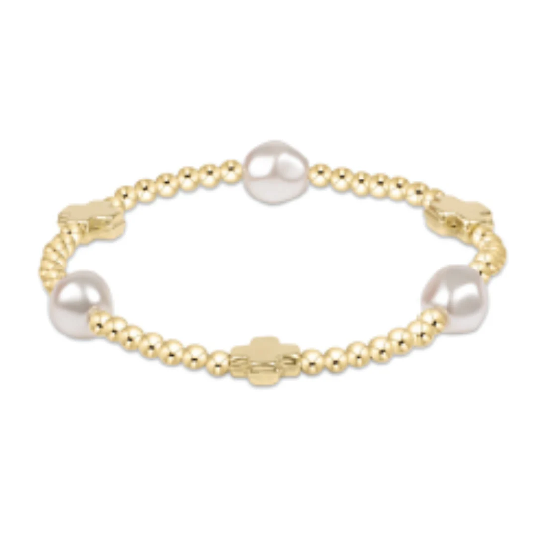 Signature Cross Admire Pearl Pattern 3mm Bead Bracelet